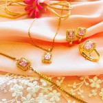 ALTIN KAPLAMA LEYAN BAGET SET PEMBE