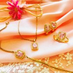 ALTIN KAPLAMA LEYAN BAGET SET PEMBE